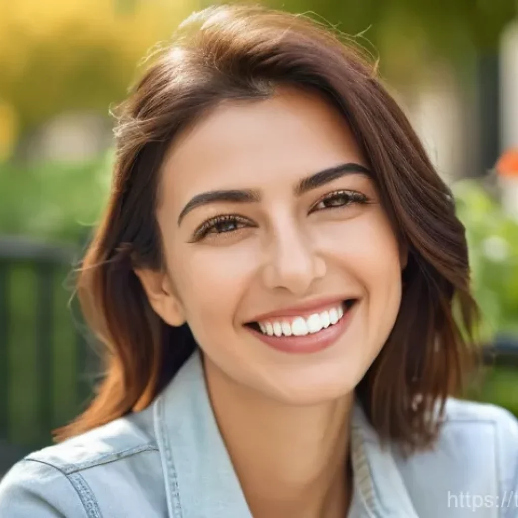 치과 임플란트 비용 - **"A radiant, close-up portrait of a Turkish woman in her early 30s, exuding joy and confidence. She...