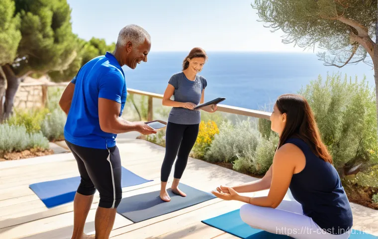 다이어트 캠프 비용 - **Prompt 1: Serene Coastal Wellness Retreat**
    "A group of diverse individuals, aged 20s-50s, wea...