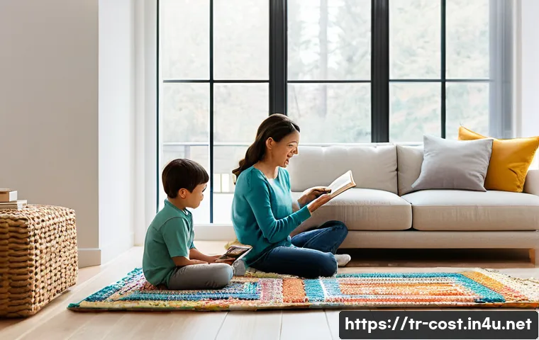 공기청정기 유지비 - **Prompt:** A cozy and serene modern living room bathed in soft, inviting natural light filtering th...