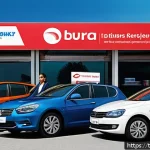 Home 21 차량 렌트 비용 - A modern car rental office in Istanbul with a variety of compact and family-sized rental cars displa...