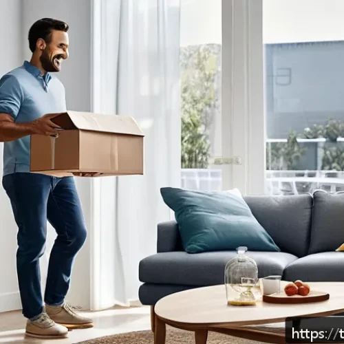 Home 31 이케아 배송비 - A cozy modern Turkish living room scene featuring IKEA furniture including a large sofa, a wooden co...